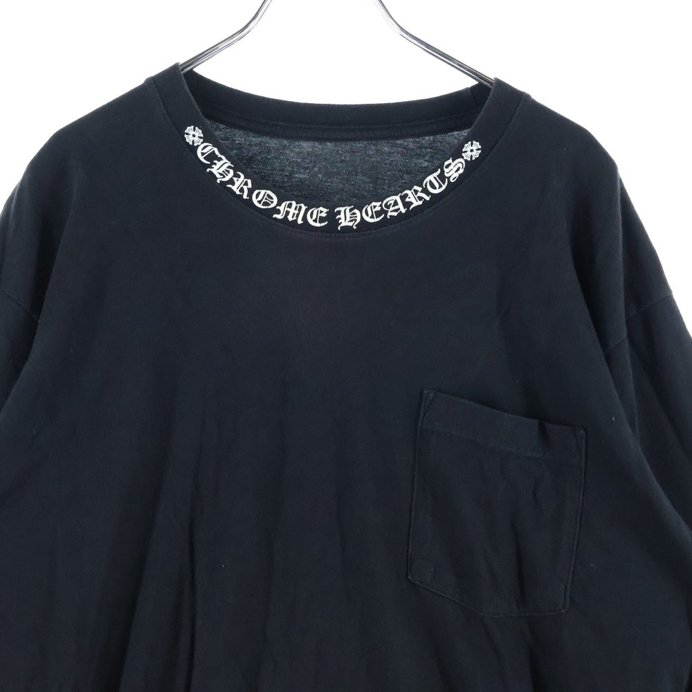 CHROME HEARTS(クロムハーツ) CH LS NECK LOGO ネックロゴプリント 袖ロゴ 長袖Tシャツ ロングスリーブカットソー ブラック