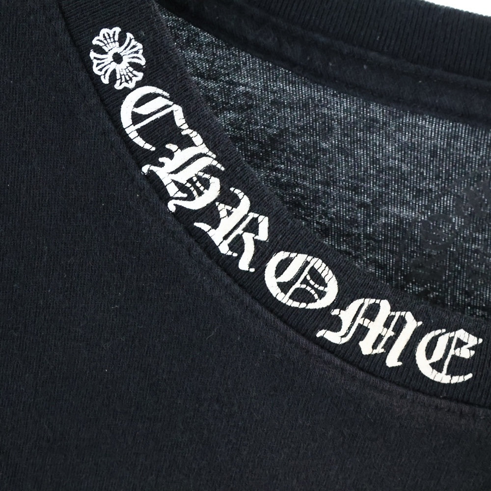 CHROME HEARTS(クロムハーツ) CH LS NECK LOGO ネックロゴプリント 袖ロゴ 長袖Tシャツ ロングスリーブカットソー ブラック