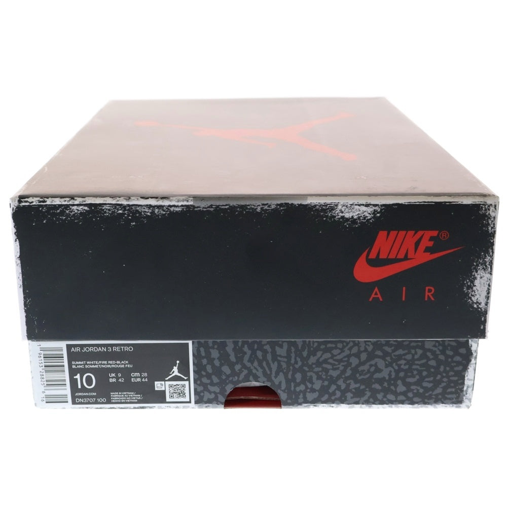 NIKE(ナイキ) AIR JORDAN 3 RETRO WHITE CEMENT REIMAGINED DN3707-100 エアジョーダン3 レトロ ホワイトセメント リイマジンド ハイカットスニーカー ホワイト US10/28cm