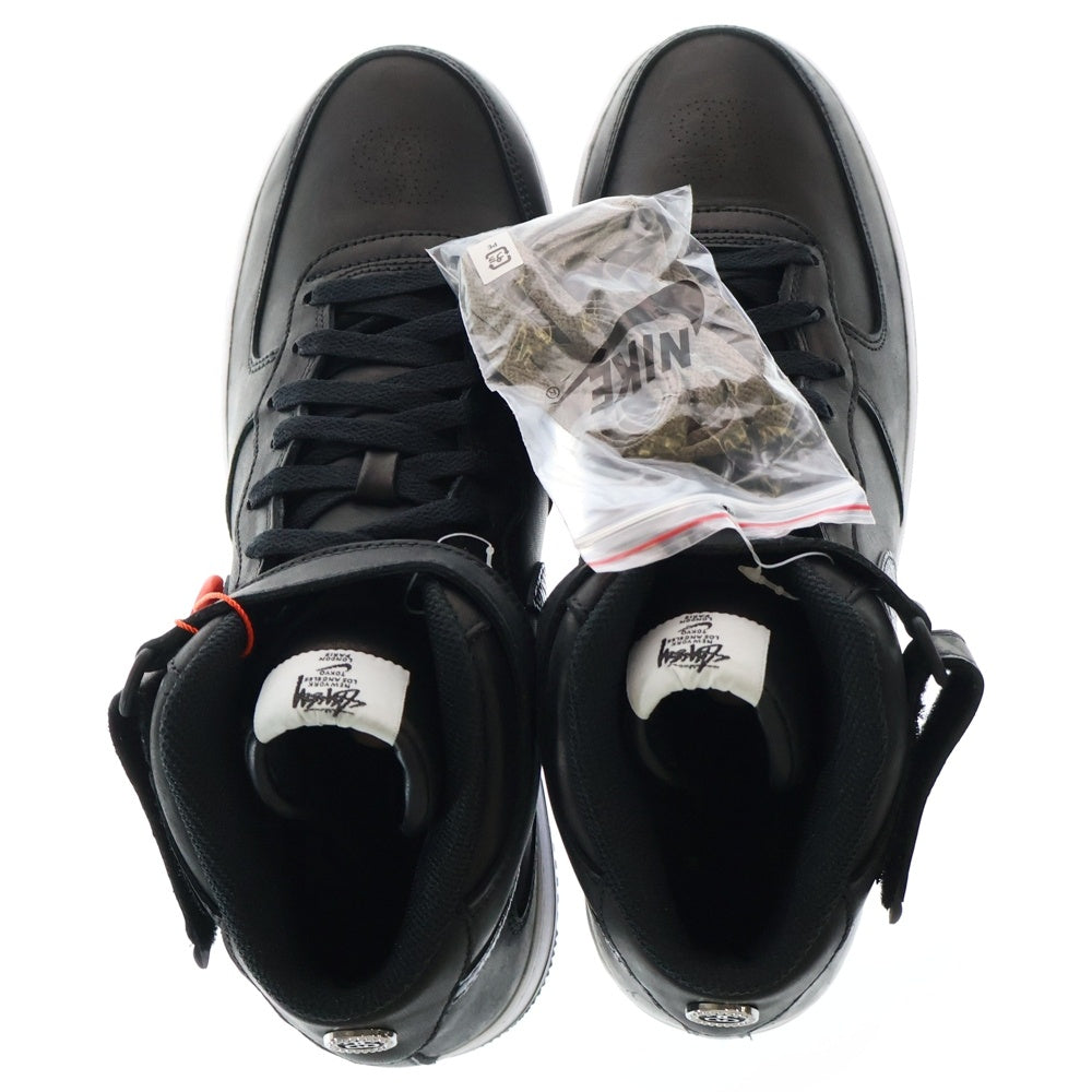 NIKE(ナイキ) ×STUSSY AIR FORCE 1 MID BLACK SNAKESKIN DJ7840-001 ステューシー エアフォースワン ミドルカットスニーカー ブラック US10/28cm DJ7840-001