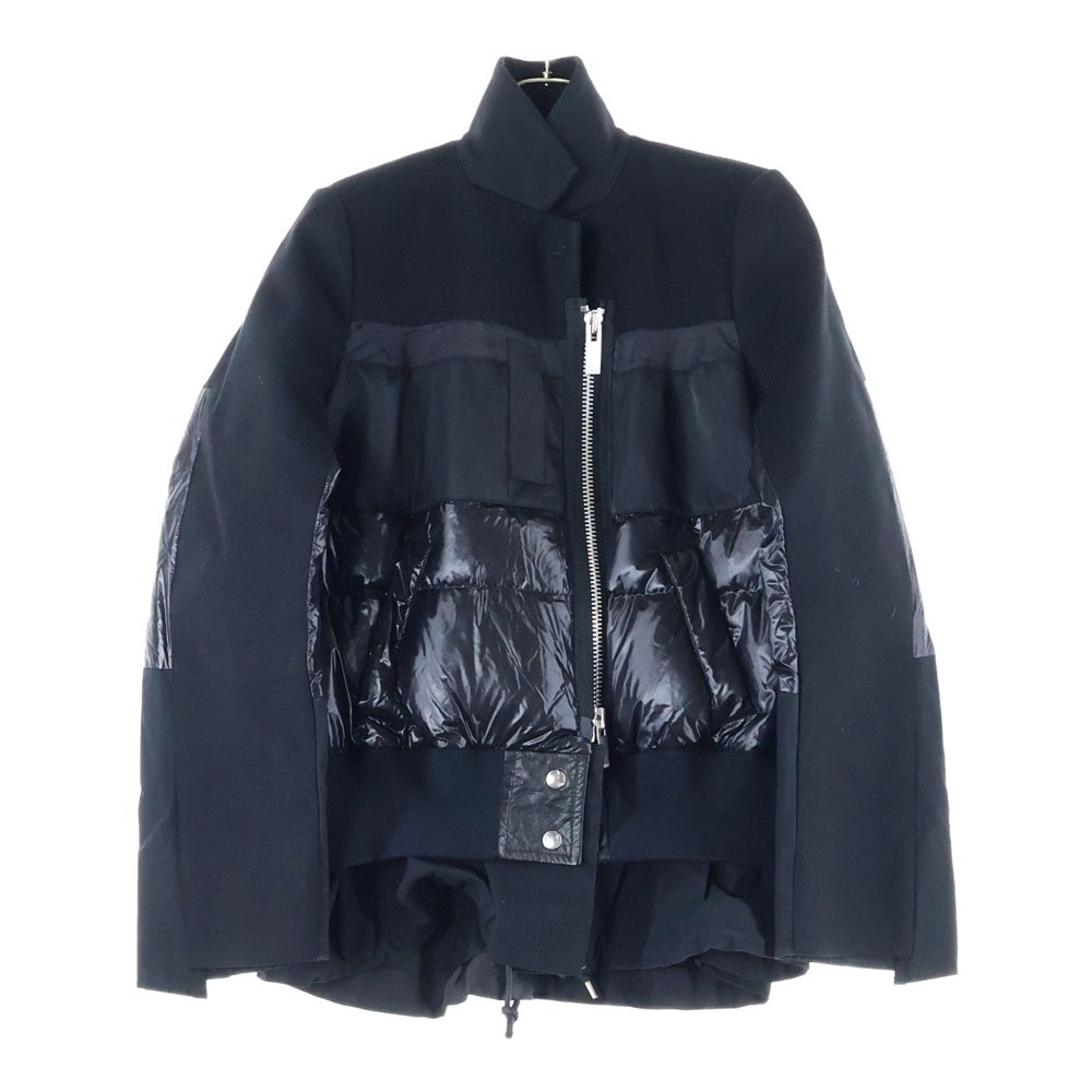 Sacai(サカイ) 18AW ダウン切替 ジップアップ ショートブルゾン ウールジャケット ブラック 18-04034