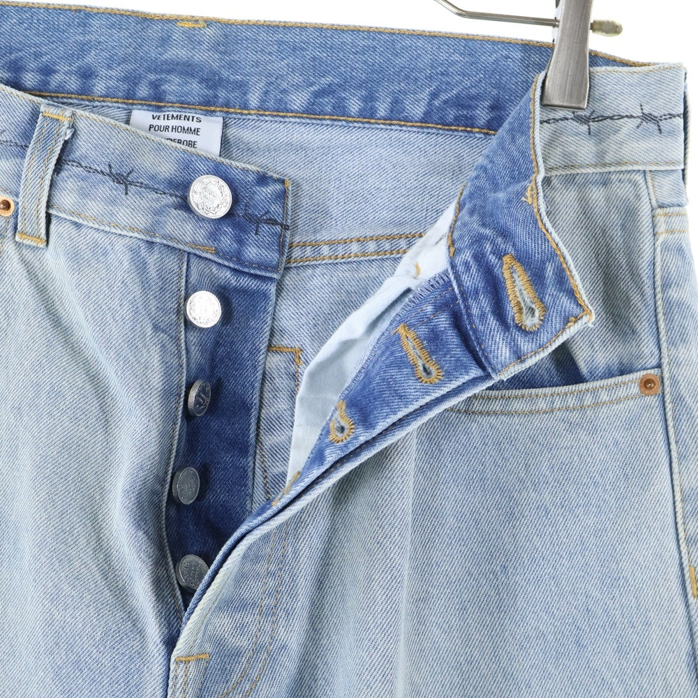 VETEMENTS(ヴェトモン) 21AW COUTURE STRAIGHT LEG DENIM トライバルプリント ストレート デニムパンツ インディゴ MA52PA720B