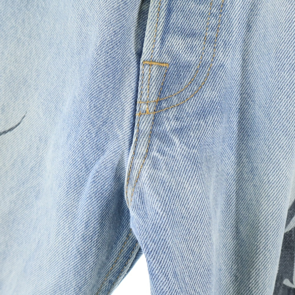VETEMENTS(ヴェトモン) 21AW COUTURE STRAIGHT LEG DENIM トライバルプリント ストレート デニムパンツ インディゴ MA52PA720B