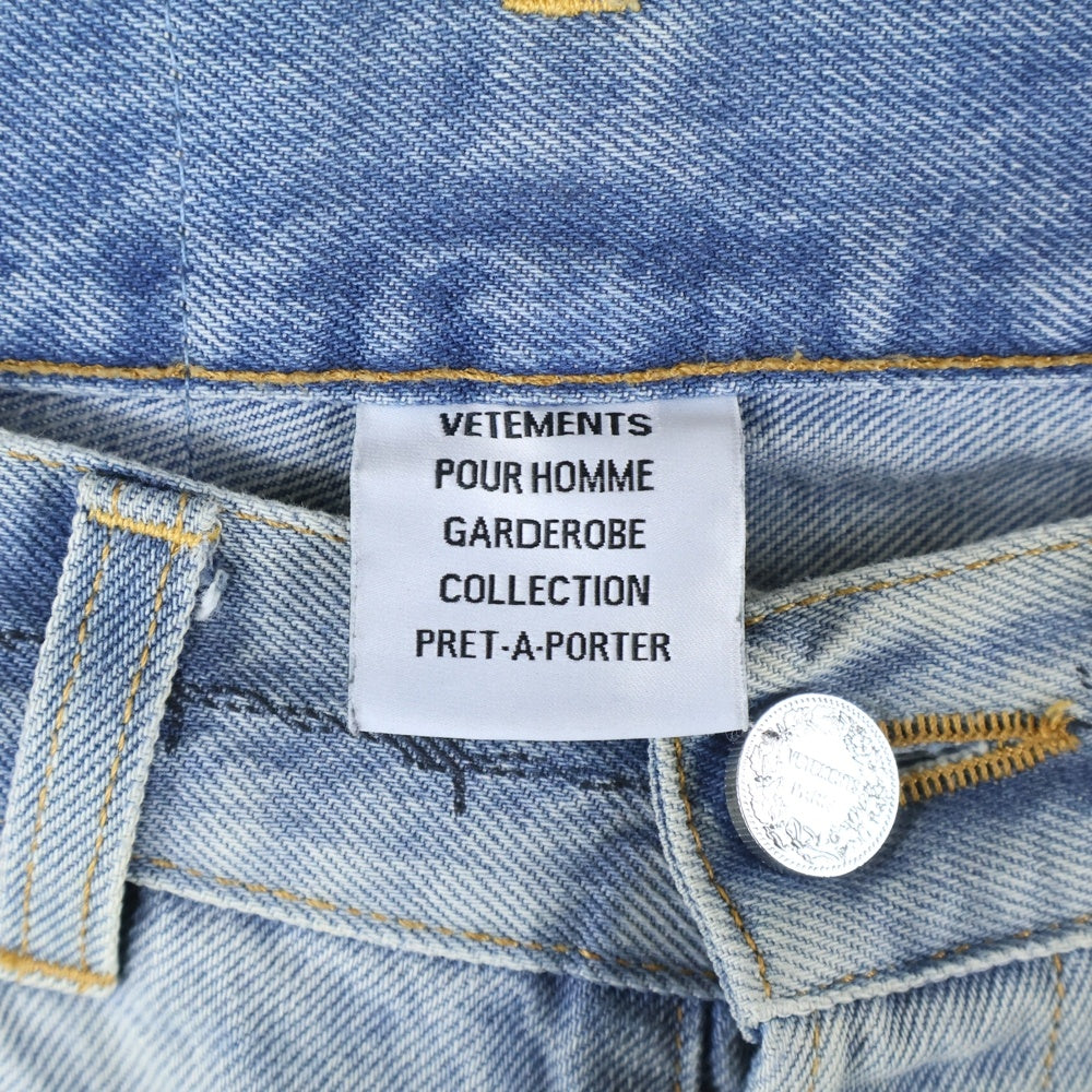 VETEMENTS(ヴェトモン) 21AW COUTURE STRAIGHT LEG DENIM トライバルプリント ストレート デニムパンツ インディゴ MA52PA720B