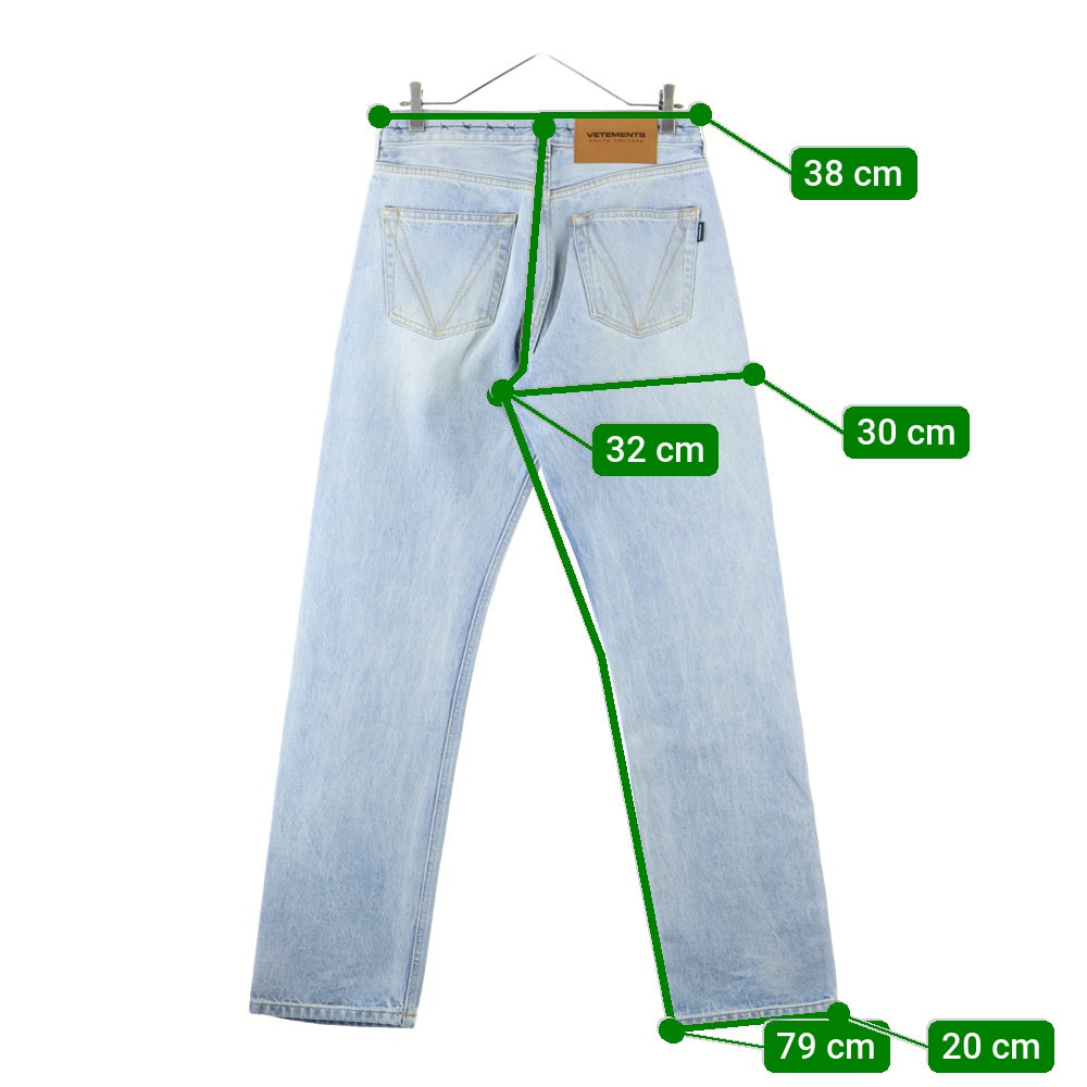 VETEMENTS(ヴェトモン) 21AW COUTURE STRAIGHT LEG DENIM トライバルプリント ストレート デニムパンツ インディゴ MA52PA720B