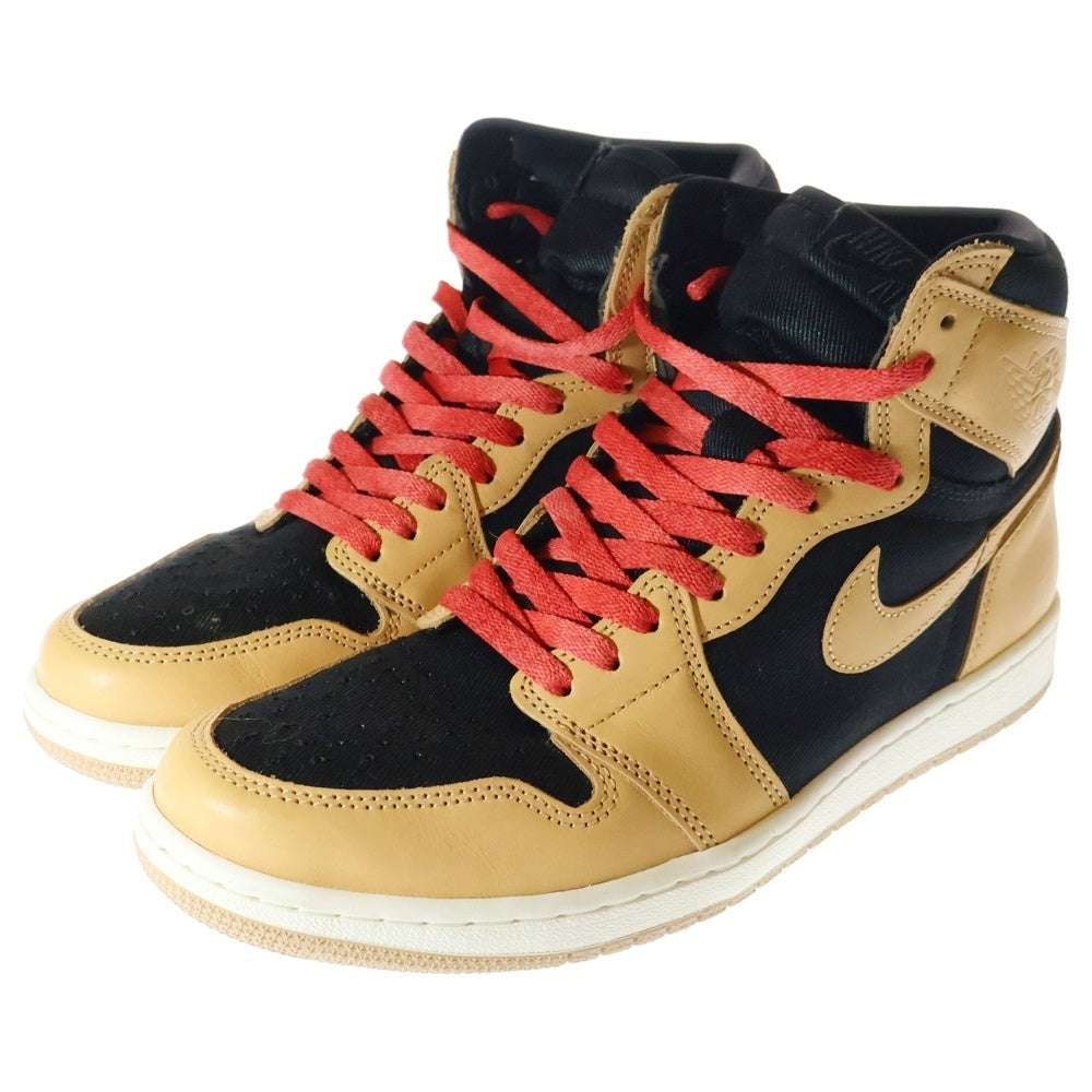 NIKE(ナイキ) AIR JORDAN 1 RETRO HIGH OG VACHETTA TAN 555088-202 エアジョーダン レトロ バケッタ タン ハイカットスニーカー ベージュ/ブラック US9.5/27.5cm