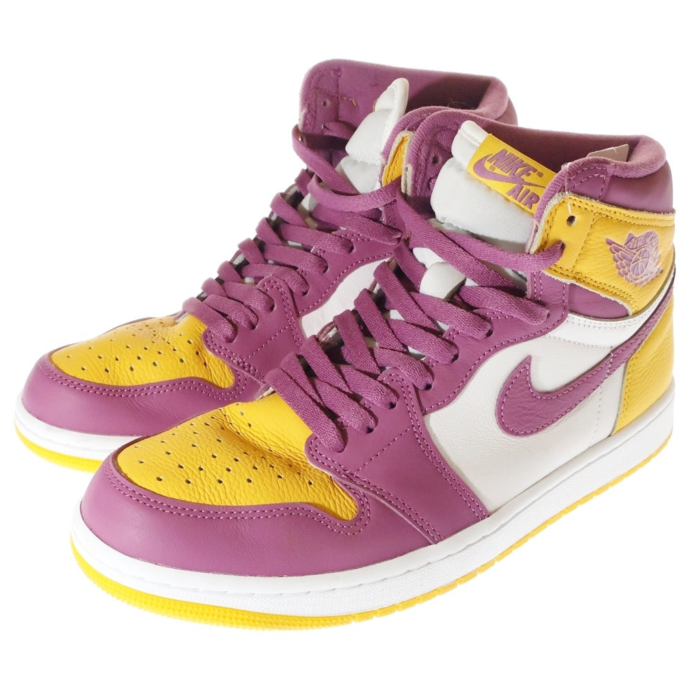 NIKE(ナイキ) AIR JORDAN 1 RETRO HIGH OG BROTHERHOOD 555088-706 エアジョーダン1 ブラザーフッド ハイカットスニーカー イエロー/パープル US9.5/27.5cm