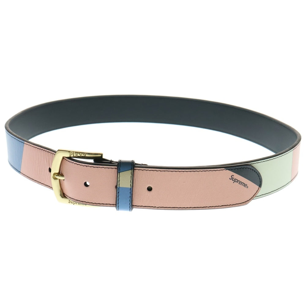 SUPREME(シュプリーム) 21SS × EMILIO PUCCI Leather Belt エミリオプッチ レザーベルト マルチカラー