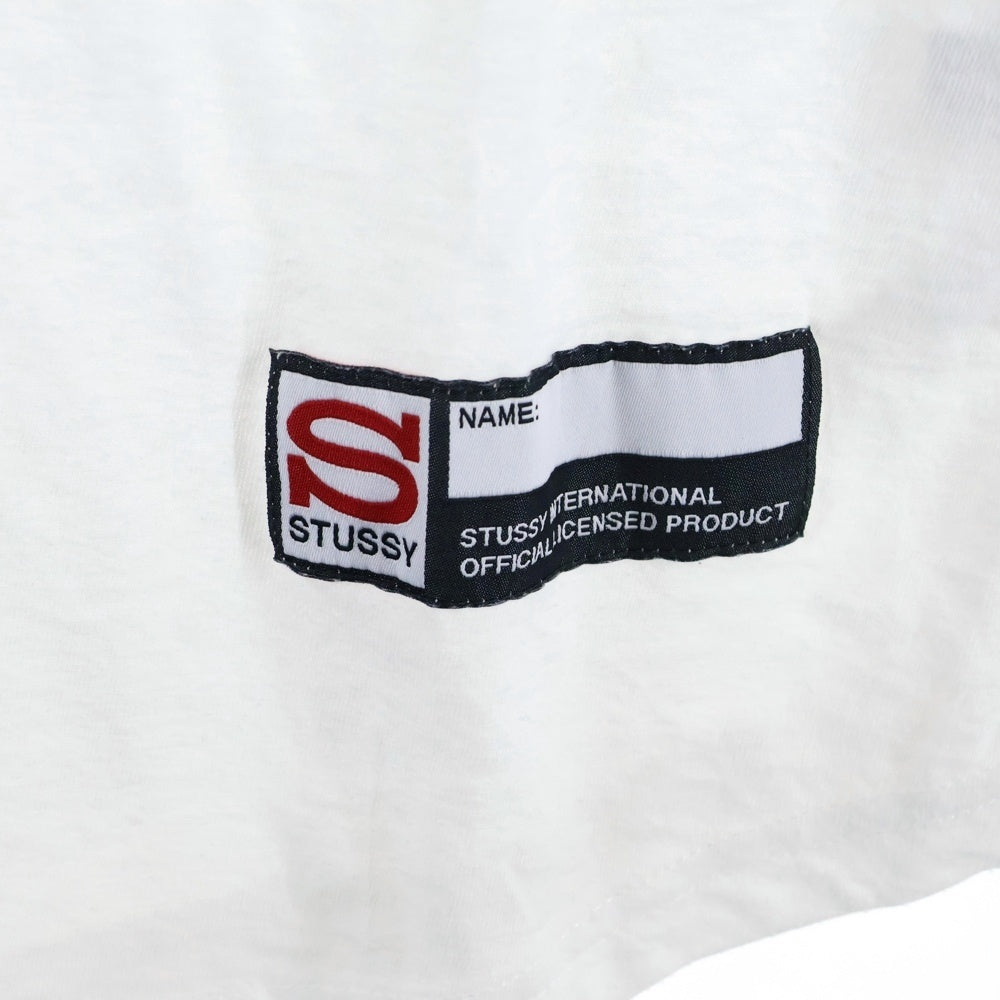 STUSSY(ステューシー) ROUGH AND RUGGED フロントデザイン ラグランTシャツ 七分丈カットソー ホワイト/ブルー