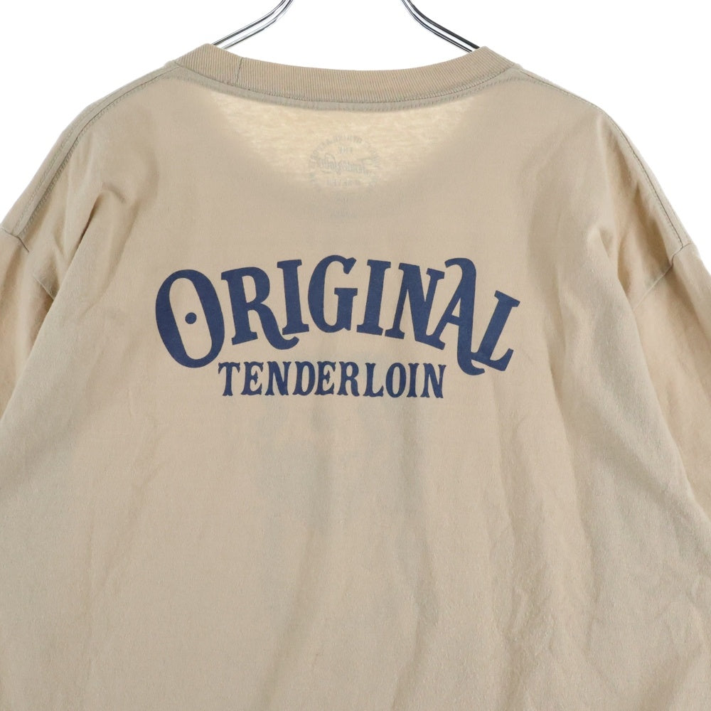 TENDERLOIN(テンダーロイン) ZIG-ZAG MAN ロゴプリント バックプリント クルーネックTシャツ コットン ベージュ