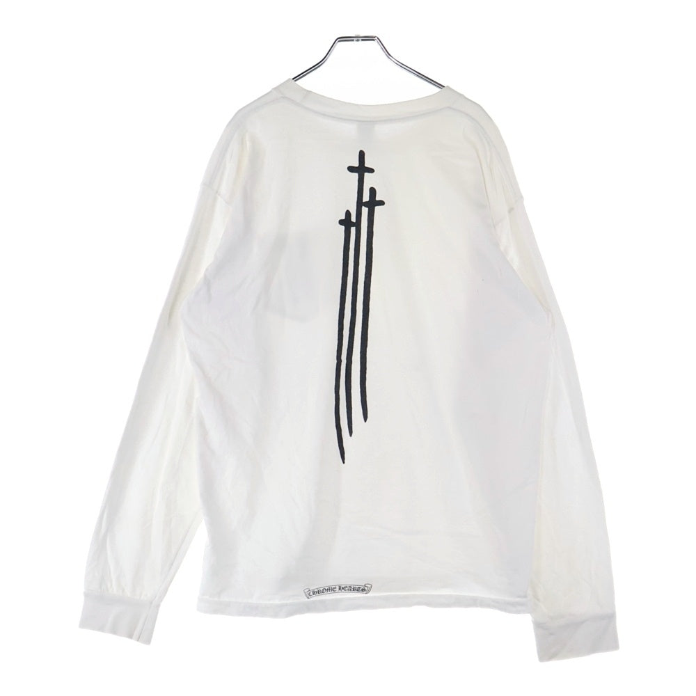 CHROME HEARTS(クロムハーツ) OLD RS CROSS L/S バッククロスプリント 長袖ロングスリーブカットソー ホワイト