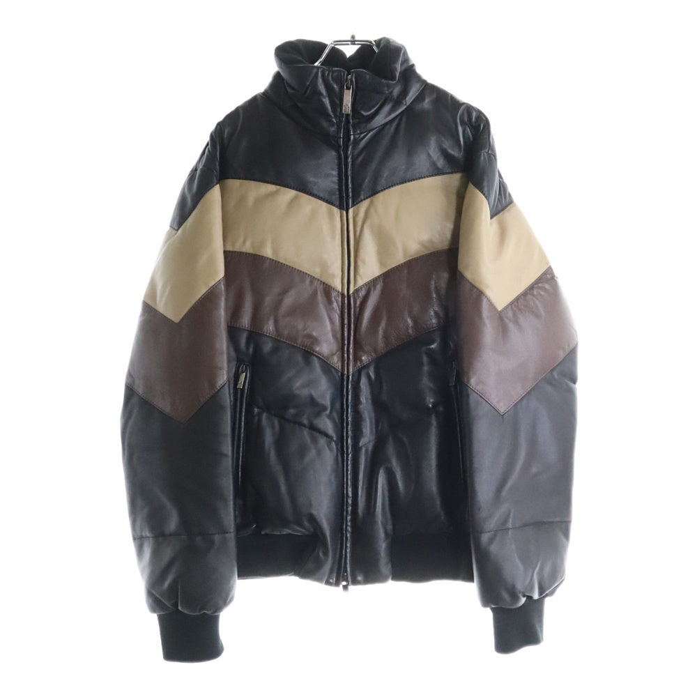 MONCLER(モンクレール) 茶タグ CHINE シーヌ レザー ダウンジャケット アウター ブラック/ブラウン 41316-00-69010