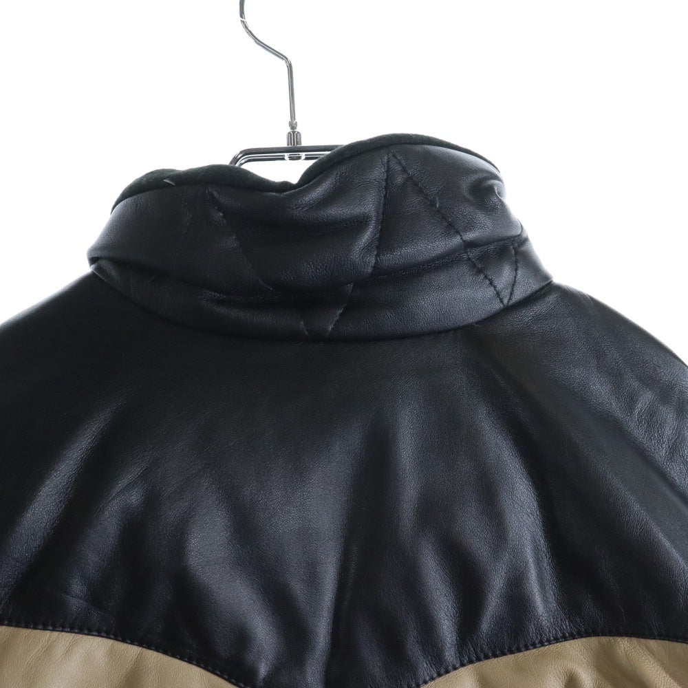 MONCLER(モンクレール) 茶タグ CHINE シーヌ レザー ダウンジャケット アウター ブラック/ブラウン 41316-00-69010