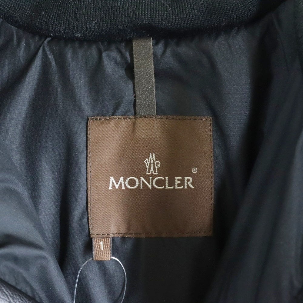 MONCLER(モンクレール) 茶タグ CHINE シーヌ レザー ダウンジャケット アウター ブラック/ブラウン 41316-00-69010