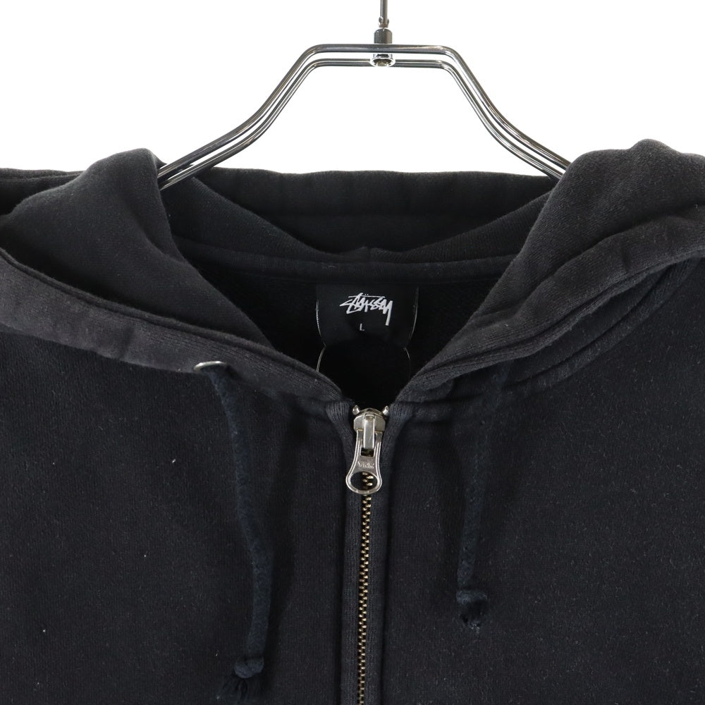 STUSSY(ステューシー) ZIP HOODIE ジップアップ フーディー スウェットパーカー ブラック