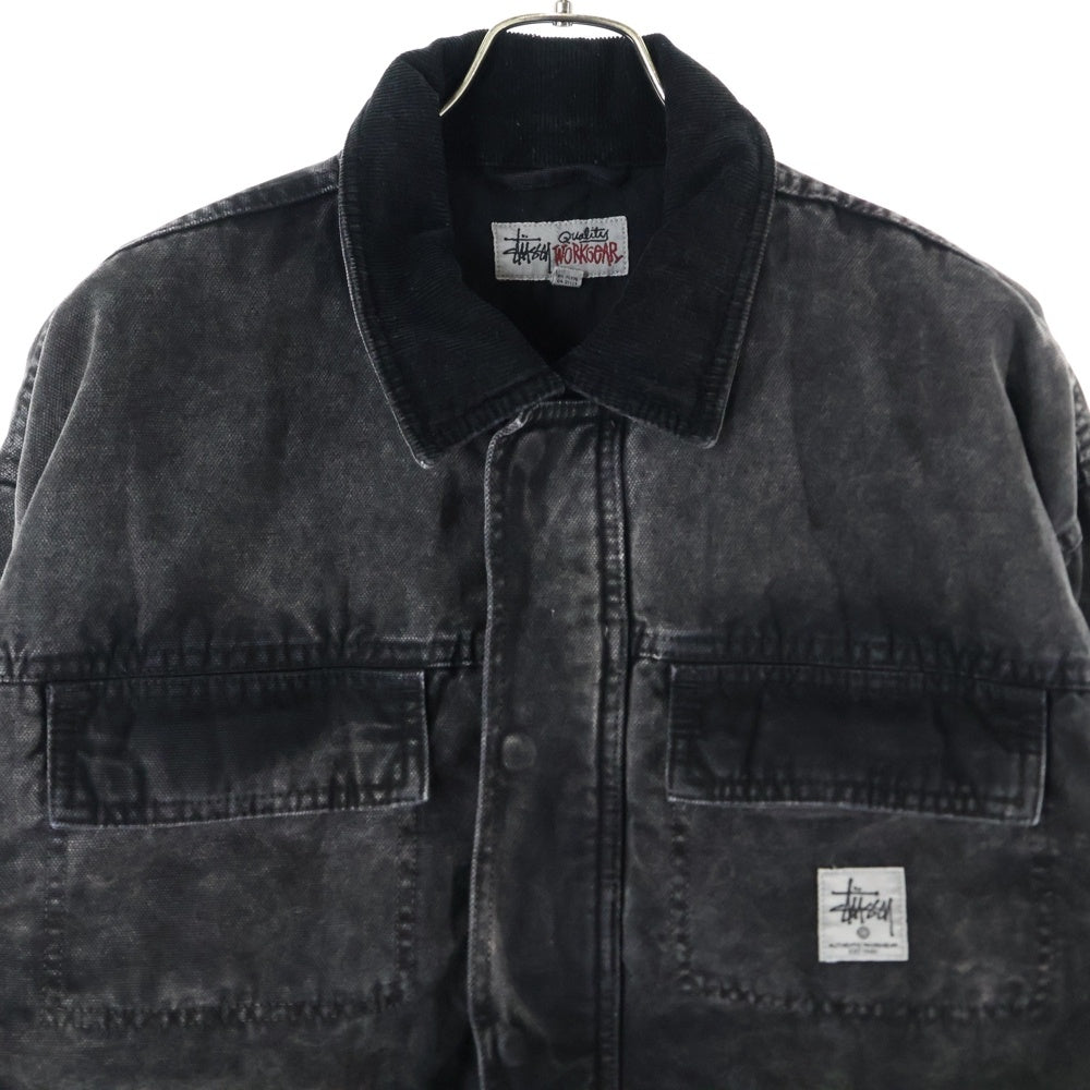 STUSSY(ステューシー) Washed Canvas Shop Jacket ウォッシュドキャンバスショップ ワークジャケット ブラック