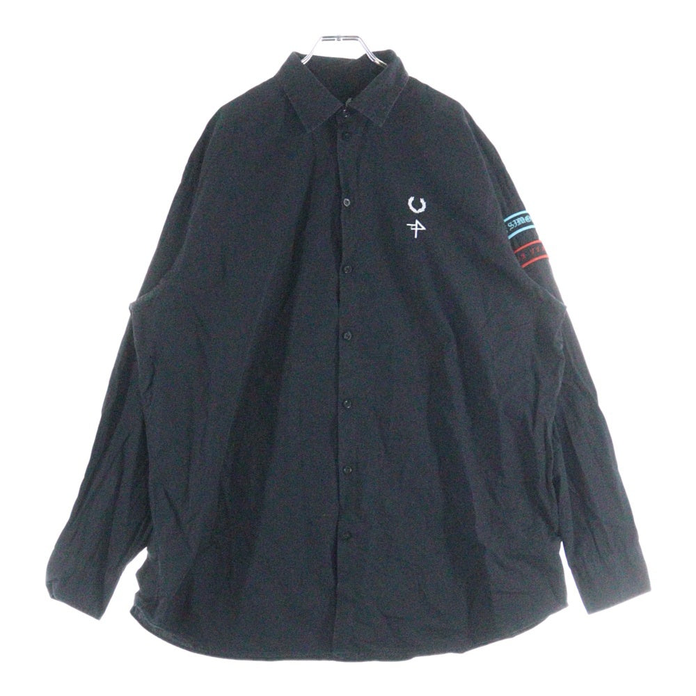 RAF SIMONS(ラフシモンズ) LOGO L/S SHIRT アームワッペン ロングスリーブ 長袖シャツ ブラック SM4215