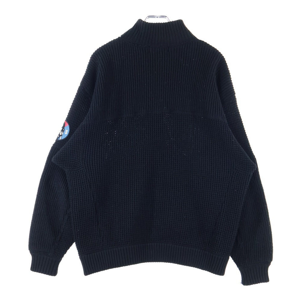 HYSTERIC GLAMOUR(ヒステリックグラマー) 18AW SOUND EXPERIENCE ジップアップ アームワッペン ハイネックセーター ブラック 02183ND06