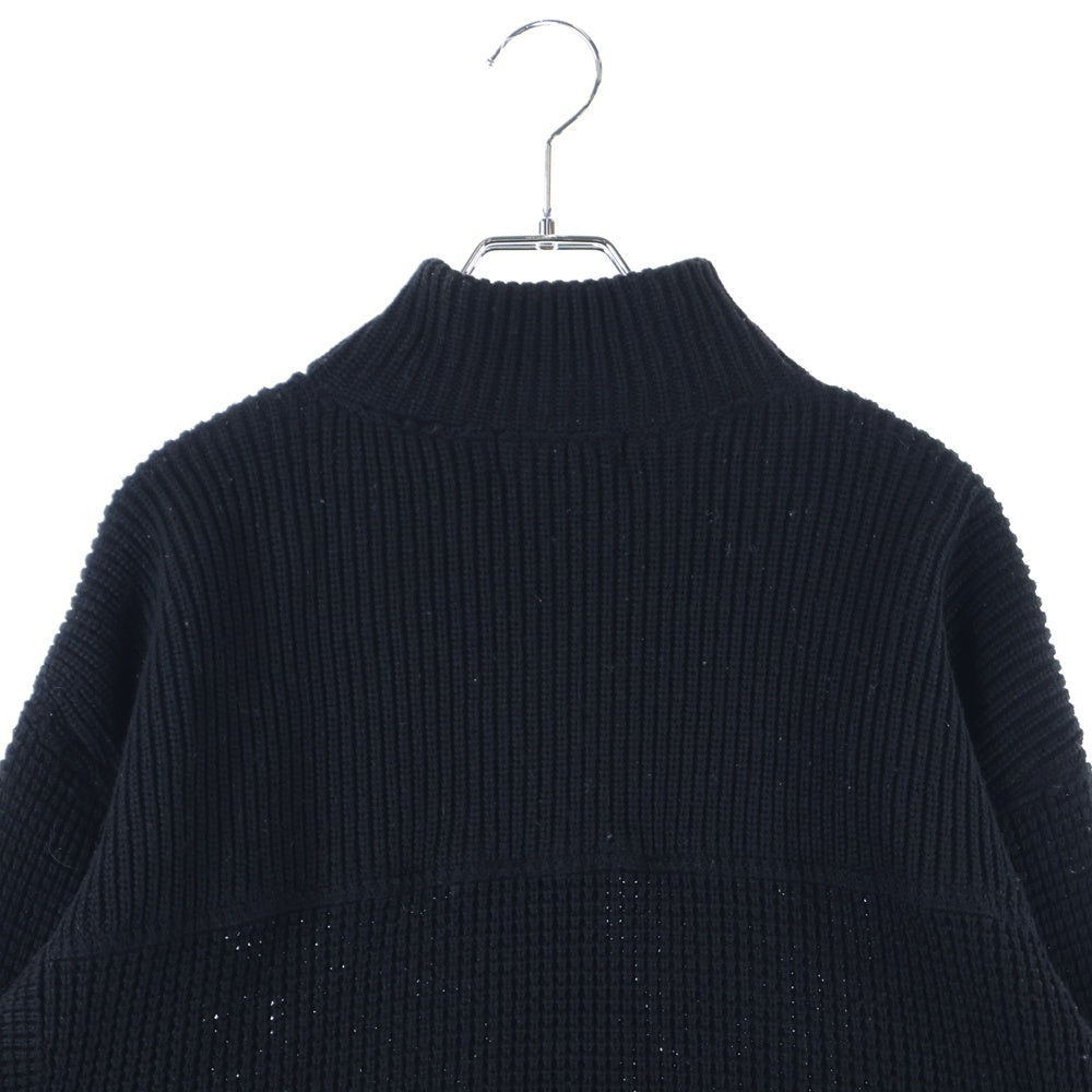 HYSTERIC GLAMOUR(ヒステリックグラマー) 18AW SOUND EXPERIENCE ジップアップ アームワッペン ハイネックセーター ブラック 02183ND06