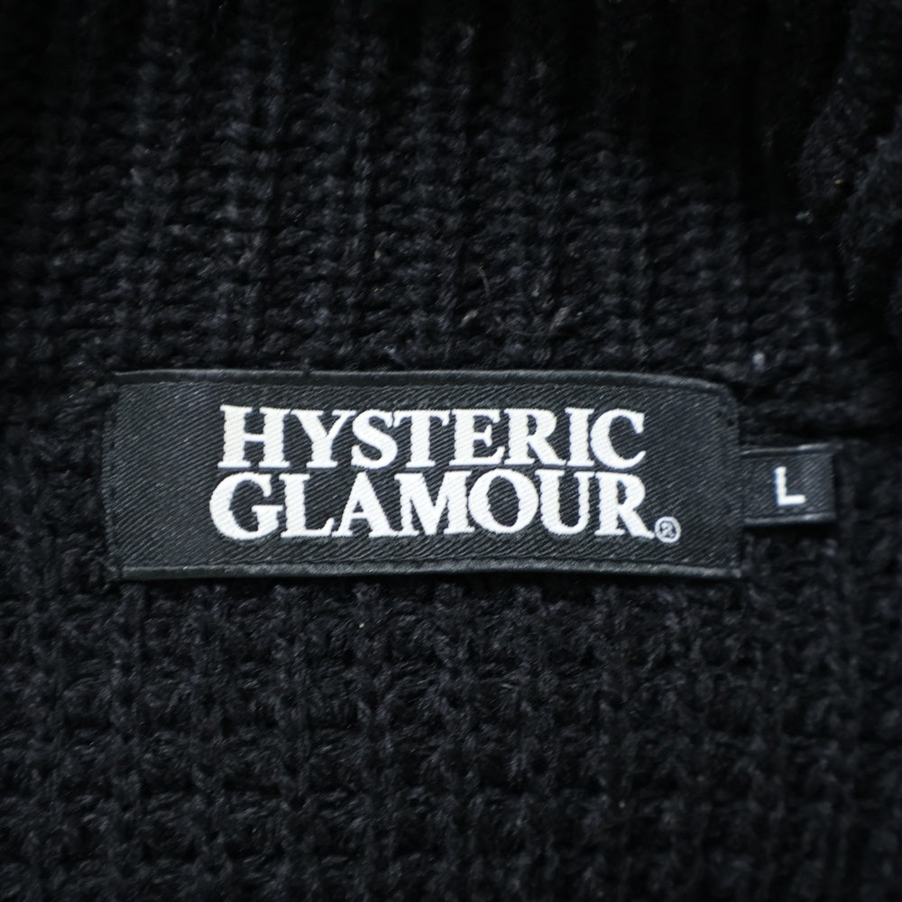 HYSTERIC GLAMOUR(ヒステリックグラマー) 18AW SOUND EXPERIENCE ジップアップ アームワッペン ハイネックセーター ブラック 02183ND06