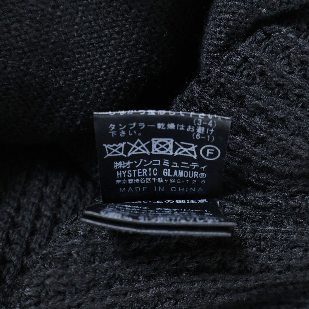 HYSTERIC GLAMOUR(ヒステリックグラマー) 18AW SOUND EXPERIENCE ジップアップ アームワッペン ハイネックセーター ブラック 02183ND06