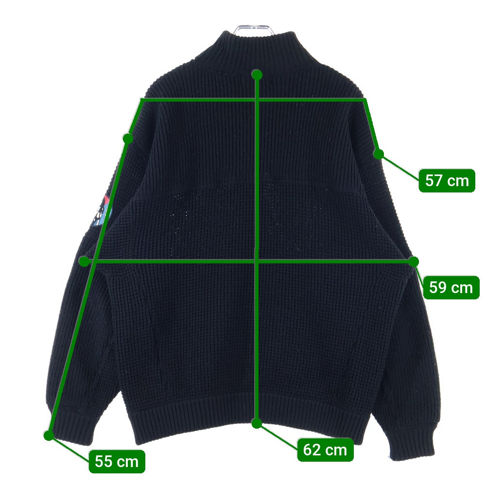 HYSTERIC GLAMOUR(ヒステリックグラマー) 18AW SOUND EXPERIENCE ジップアップ アームワッペン ハイネックセーター ブラック 02183ND06