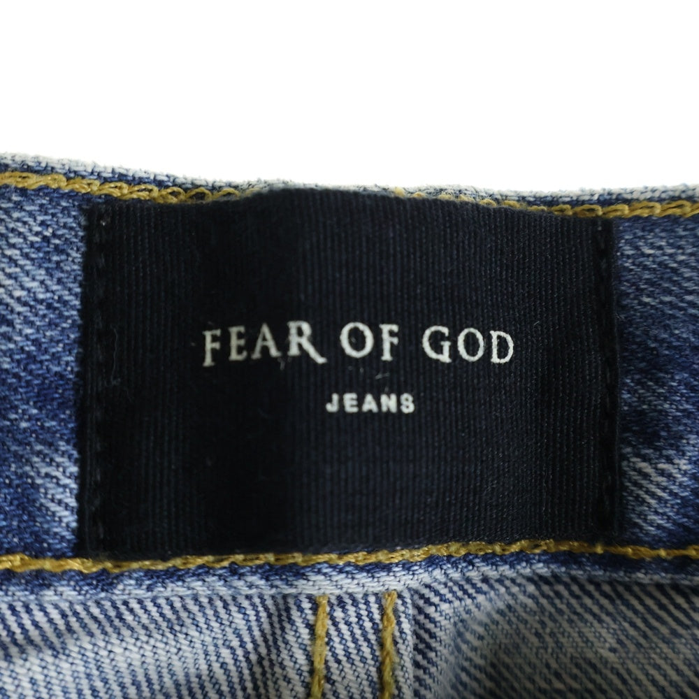 FEAR OF GOD(フィアオブゴッド) 5th Fifth Collection Selvedge Denim 184103 裾ジップ ペイントスキニーデニムパンツ インディゴ