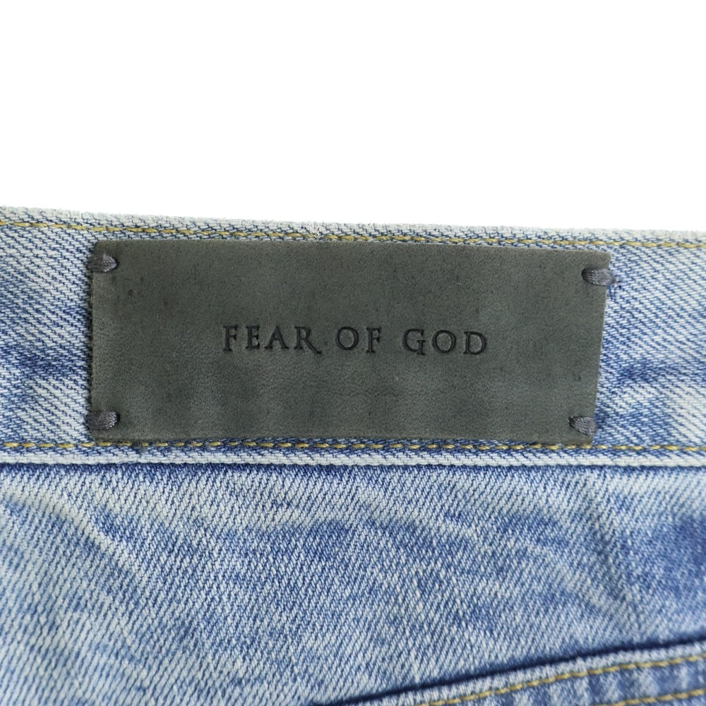 FEAR OF GOD(フィアオブゴッド) 5th Fifth Collection Selvedge Denim 184103 裾ジップ ペイントスキニーデニムパンツ インディゴ