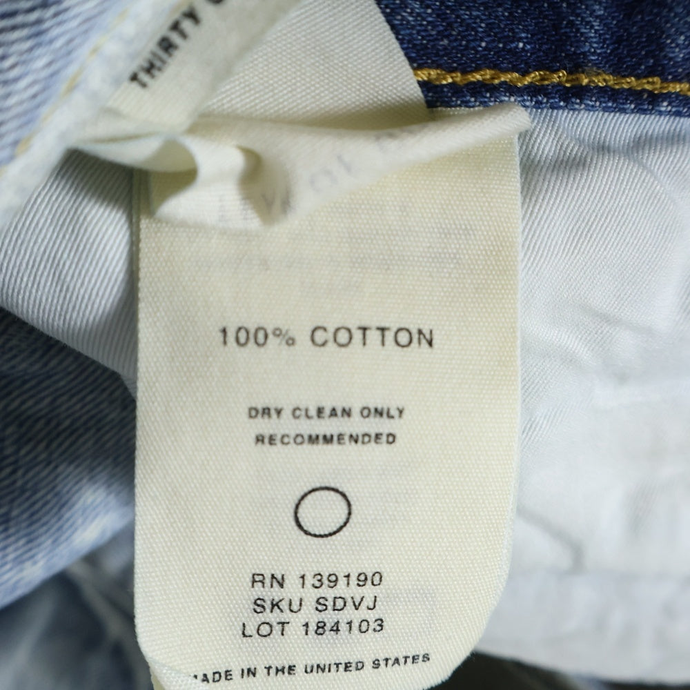 FEAR OF GOD(フィアオブゴッド) 5th Fifth Collection Selvedge Denim 184103 裾ジップ ペイントスキニーデニムパンツ インディゴ