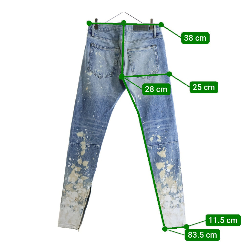 FEAR OF GOD(フィアオブゴッド) 5th Fifth Collection Selvedge Denim 184103 裾ジップ ペイントスキニーデニムパンツ インディゴ