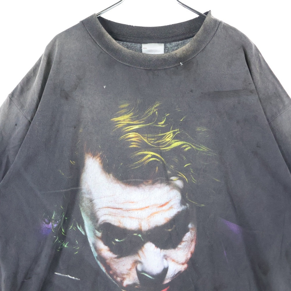 SAINT MICHAEL(セントマイケル) ×The Dark Knight JOKER ヴィンテージ加工 ジョーカープリント半袖Tシャツ カットソー チャコールグレー SM-HR8-0000-C53