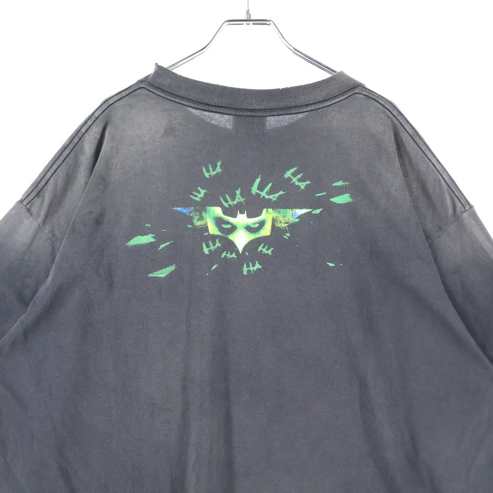 SAINT MICHAEL(セントマイケル) ×The Dark Knight JOKER ヴィンテージ加工 ジョーカープリント半袖Tシャツ カットソー チャコールグレー SM-HR8-0000-C53