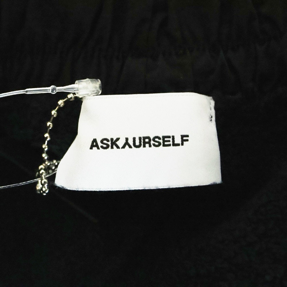 ASKYURSELF(アスクユアセルフ) CROSS RAW FLEECE SHORTS フロントロゴ フリースショーツ ハーフパンツ ブラック