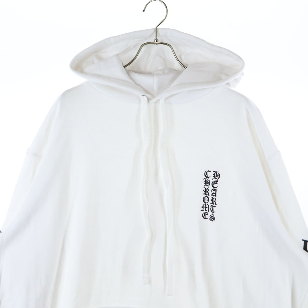 CHROME HEARTS(クロムハーツ) SWTSHRT PLVR バーティカルロゴ 袖プリントプルオーバースウェットパーカー フーディ ホワイト