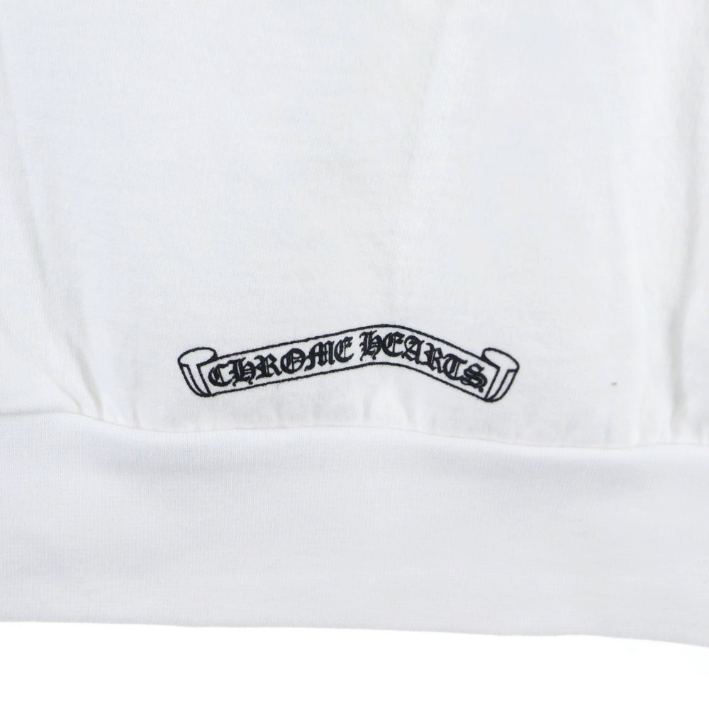 CHROME HEARTS(クロムハーツ) SWTSHRT PLVR バーティカルロゴ 袖プリントプルオーバースウェットパーカー フーディ ホワイト