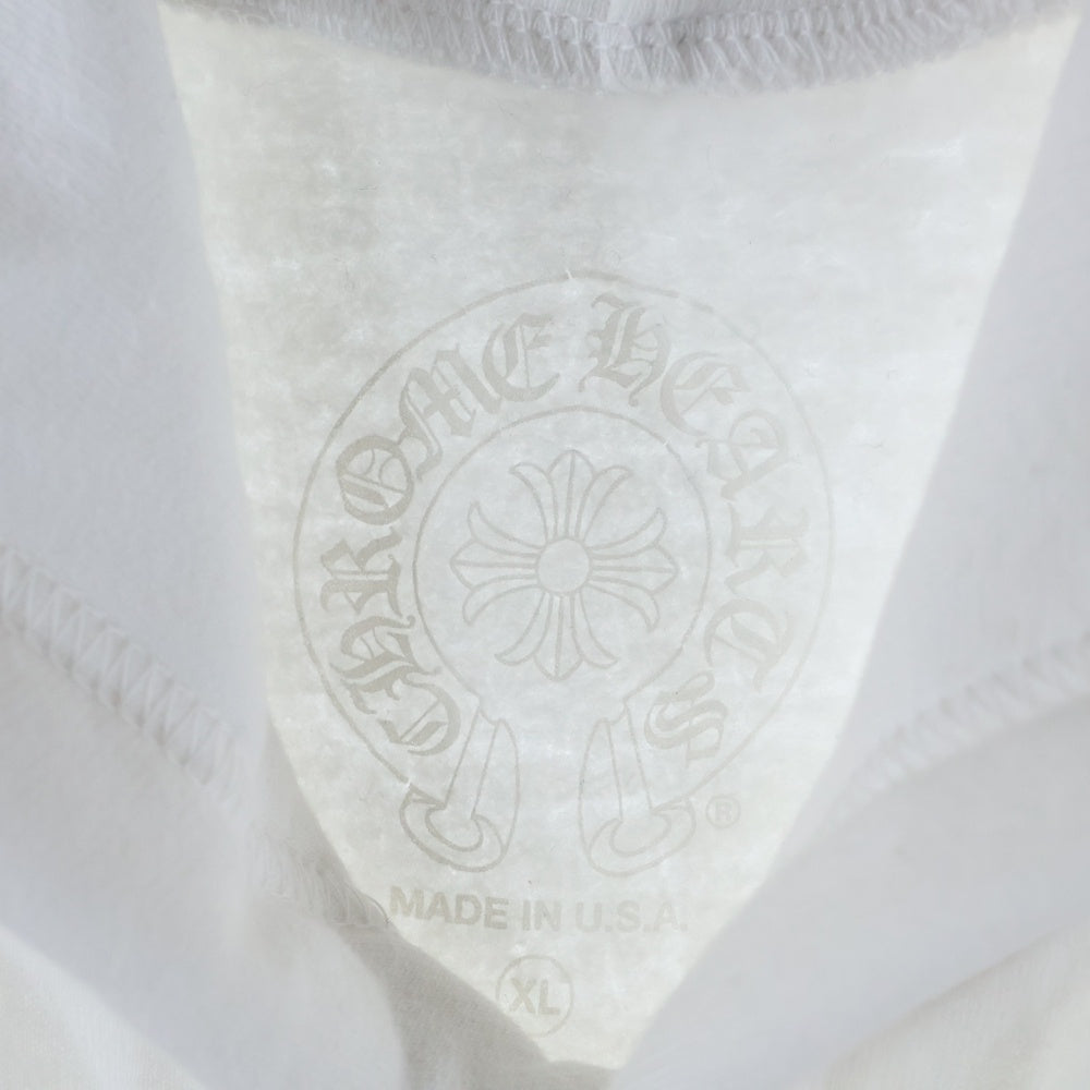 CHROME HEARTS(クロムハーツ) SWTSHRT PLVR バーティカルロゴ 袖プリントプルオーバースウェットパーカー フーディ ホワイト