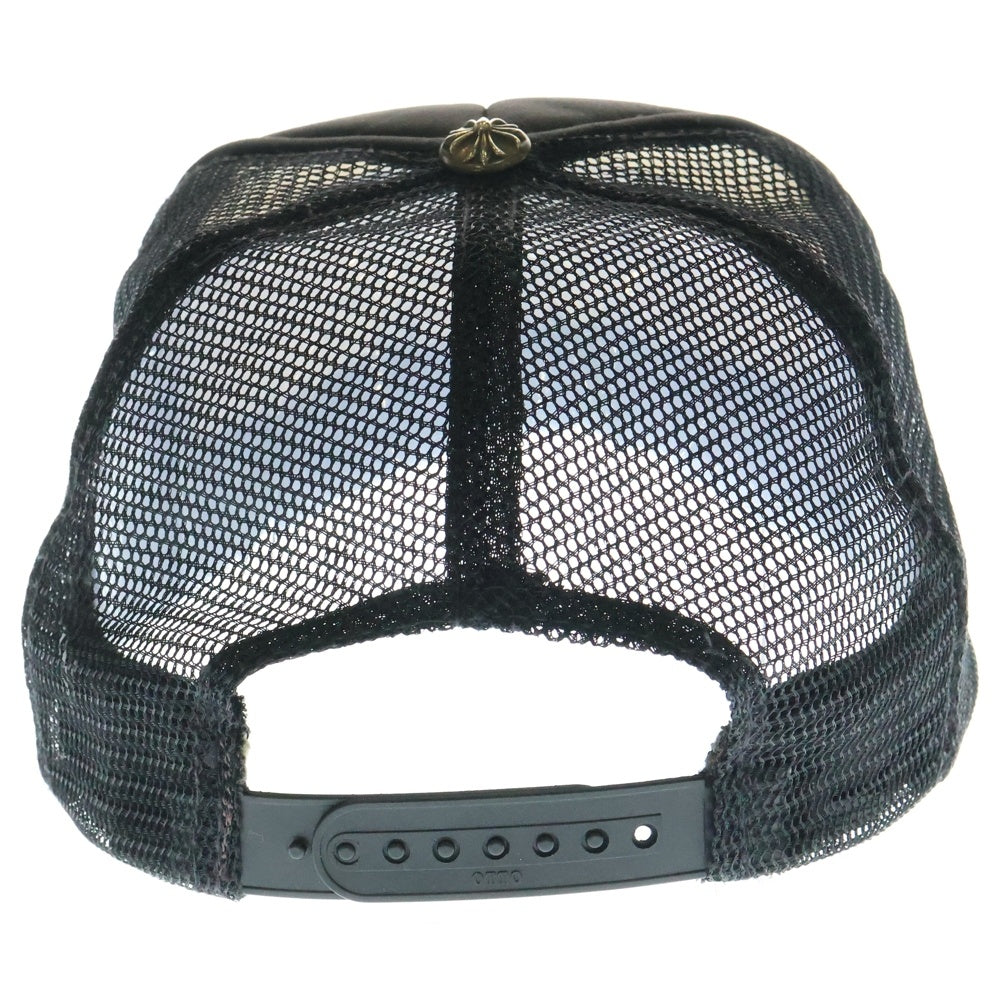 CHROME HEARTS(クロムハーツ) Cemetery Cross Patch Trucker Cap セメタリークロス レザーパッチ トラッカーメッシュキャップ 帽子 ブラック