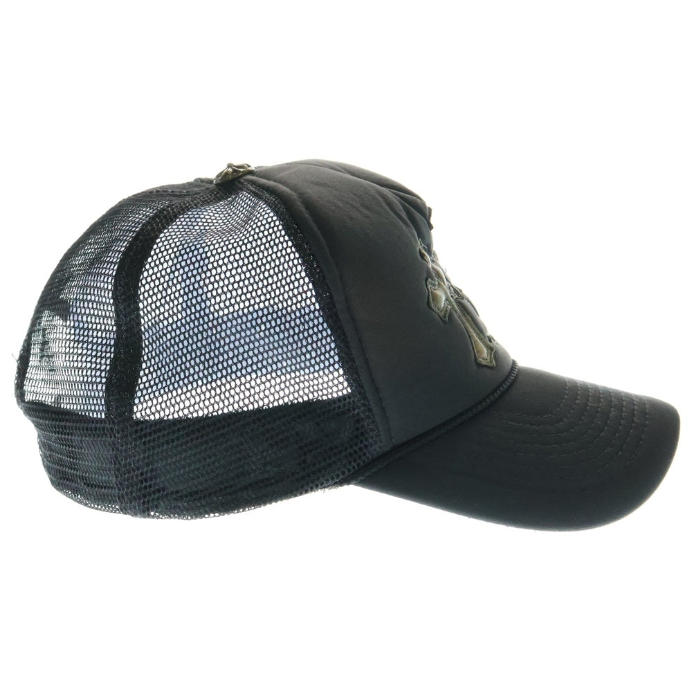 CHROME HEARTS(クロムハーツ) Cemetery Cross Patch Trucker Cap セメタリークロス レザーパッチ トラッカーメッシュキャップ 帽子 ブラック
