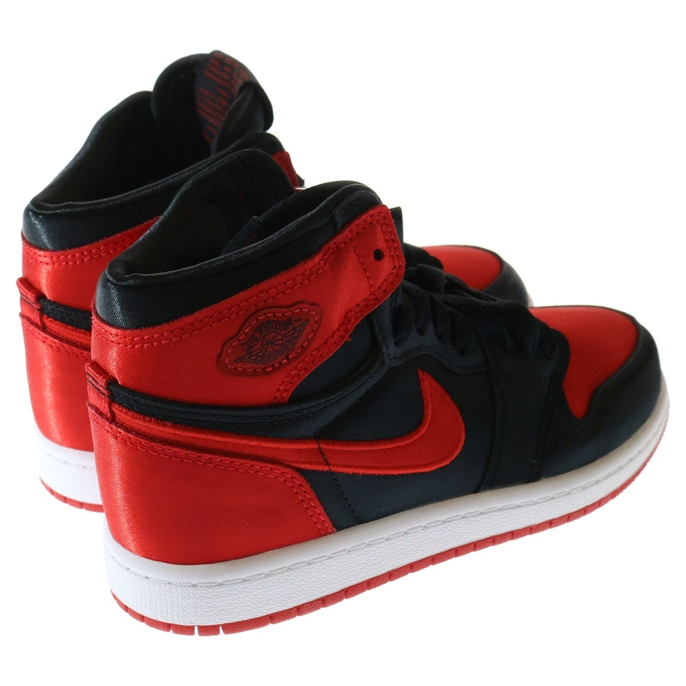 NIKE(ナイキ) KIDS AIR JORDAN 1 RETRO HIGH OG SATIN BRED エアジョーダン1 レトロ FD5304-061 ハイカットスニーカー ブラック/レッド 20.0cm