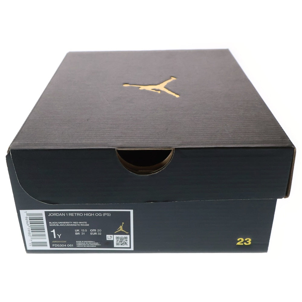 NIKE(ナイキ) KIDS AIR JORDAN 1 RETRO HIGH OG SATIN BRED エアジョーダン1 レトロ FD5304-061 ハイカットスニーカー ブラック/レッド 20.0cm