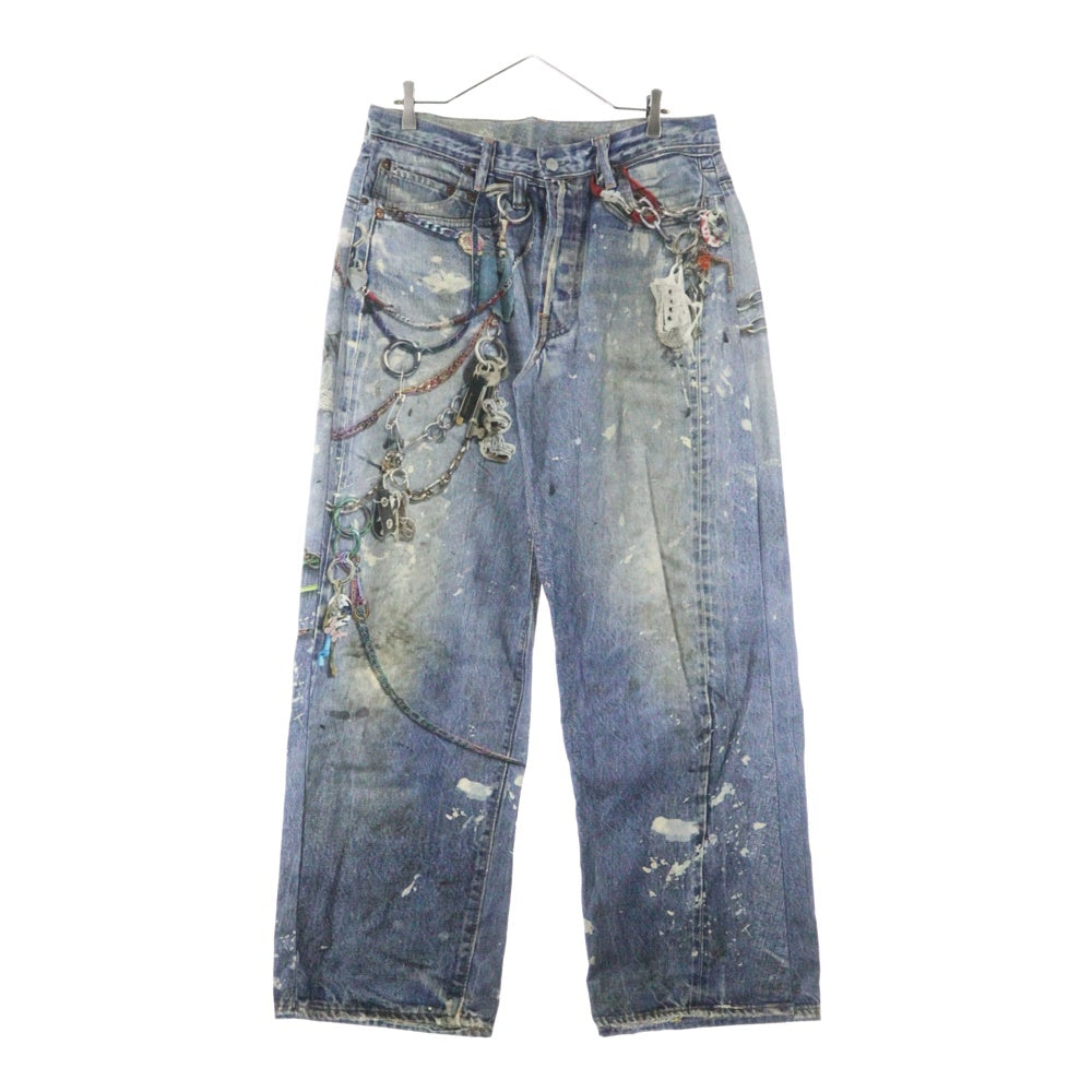 Acne Studios(アクネ ストゥディオズ) 24SS トロンプルイユキーチェーンプリントバギーデニムパンツ インディゴ FN-MN-TROU001020