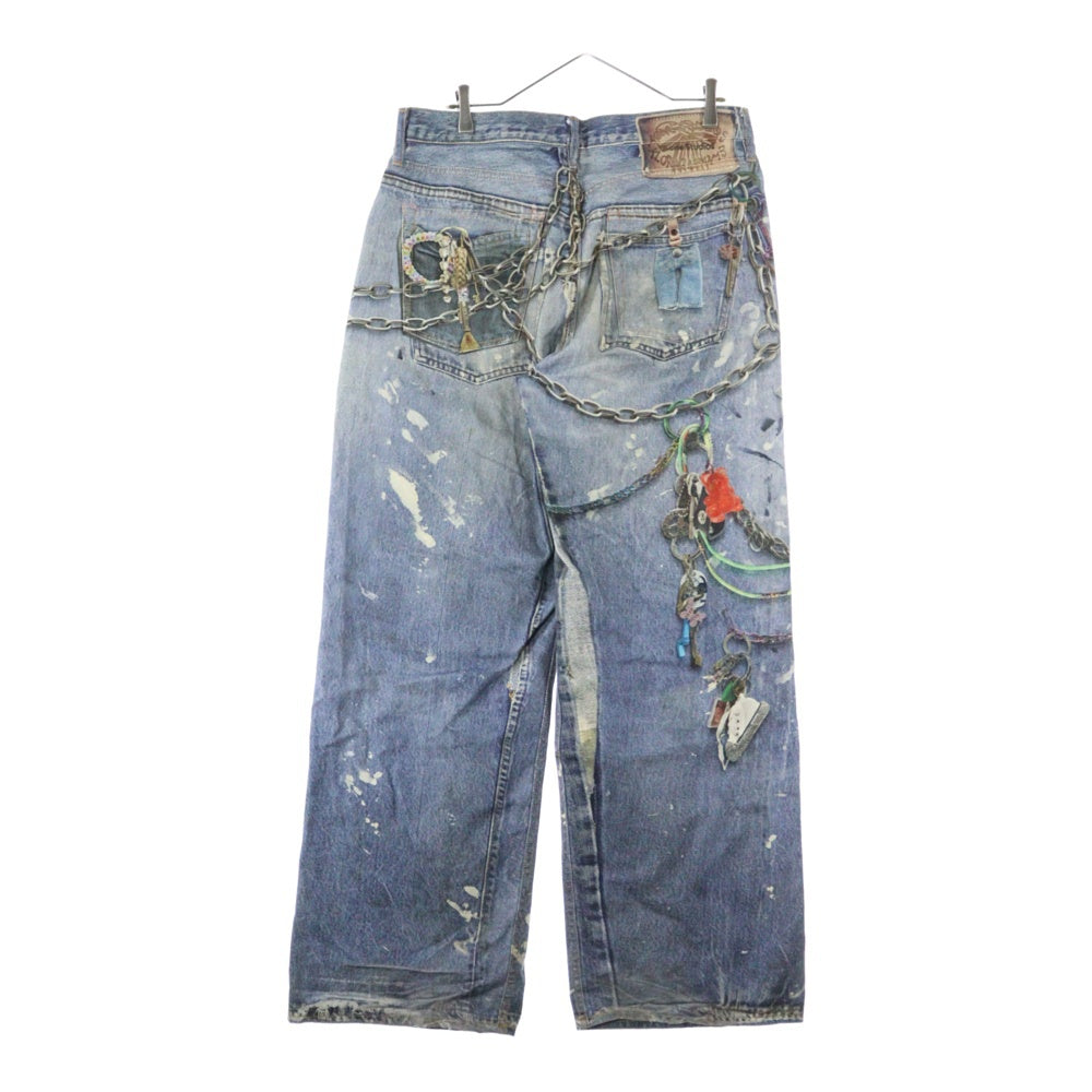 Acne Studios(アクネ ストゥディオズ) 24SS トロンプルイユキーチェーンプリントバギーデニムパンツ インディゴ FN-MN-TROU001020