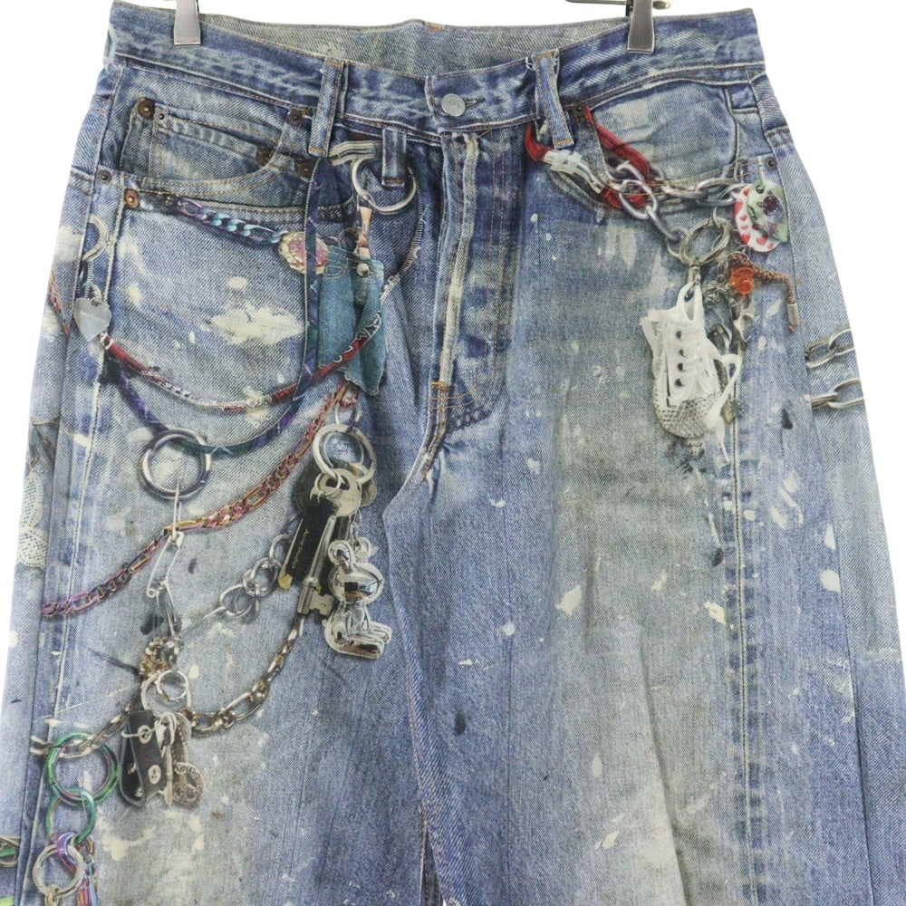 Acne Studios(アクネ ストゥディオズ) 24SS トロンプルイユキーチェーンプリントバギーデニムパンツ インディゴ FN-MN-TROU001020
