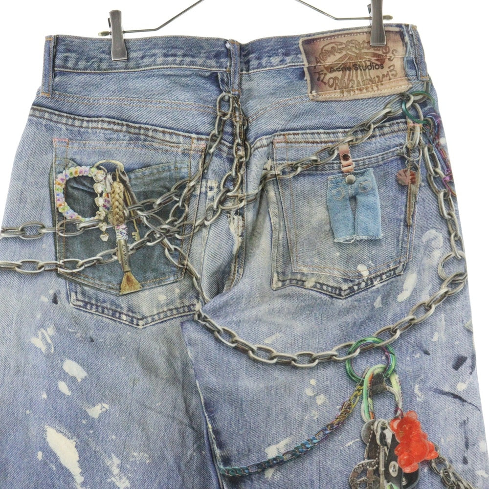 Acne Studios(アクネ ストゥディオズ) 24SS トロンプルイユキーチェーンプリントバギーデニムパンツ インディゴ FN-MN-TROU001020