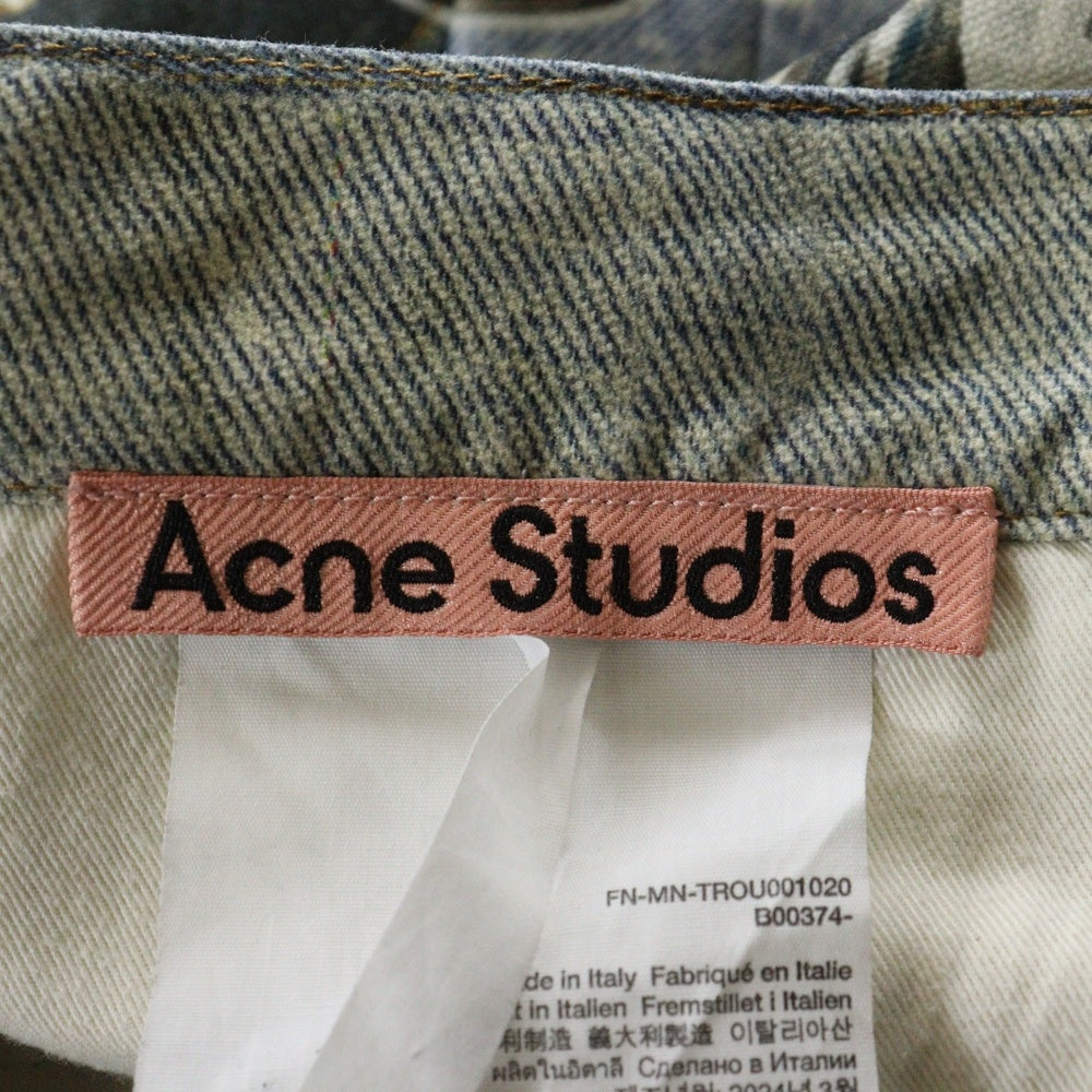 Acne Studios(アクネ ストゥディオズ) 24SS トロンプルイユキーチェーンプリントバギーデニムパンツ インディゴ FN-MN-TROU001020
