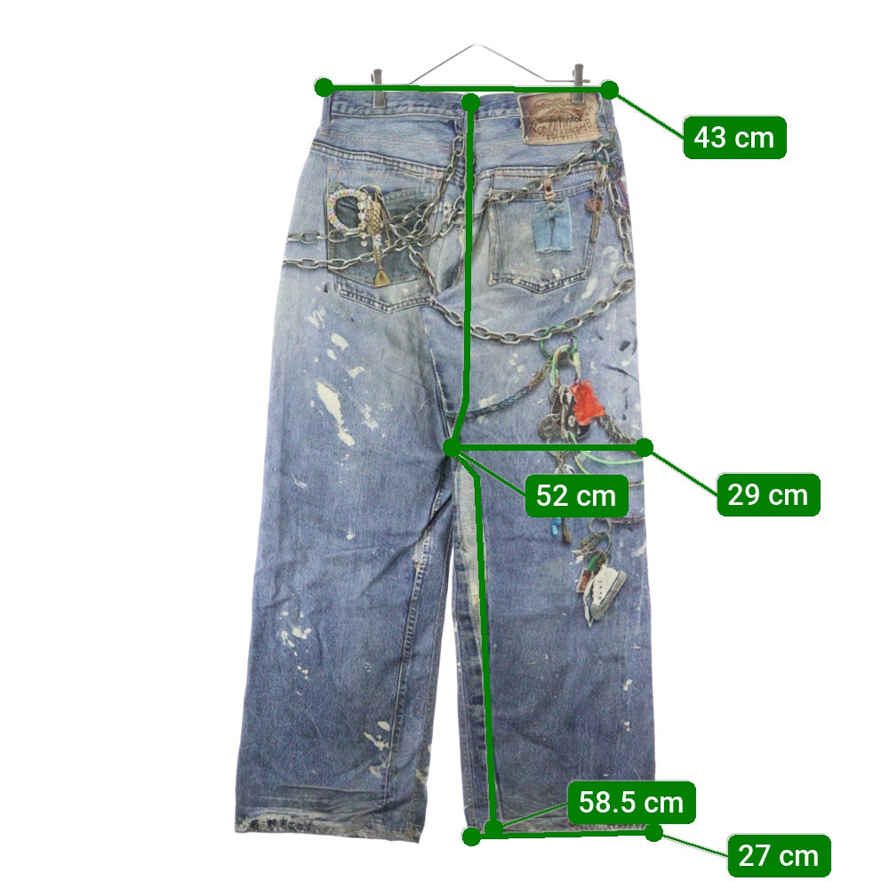 Acne Studios(アクネ ストゥディオズ) 24SS トロンプルイユキーチェーンプリントバギーデニムパンツ インディゴ FN-MN-TROU001020