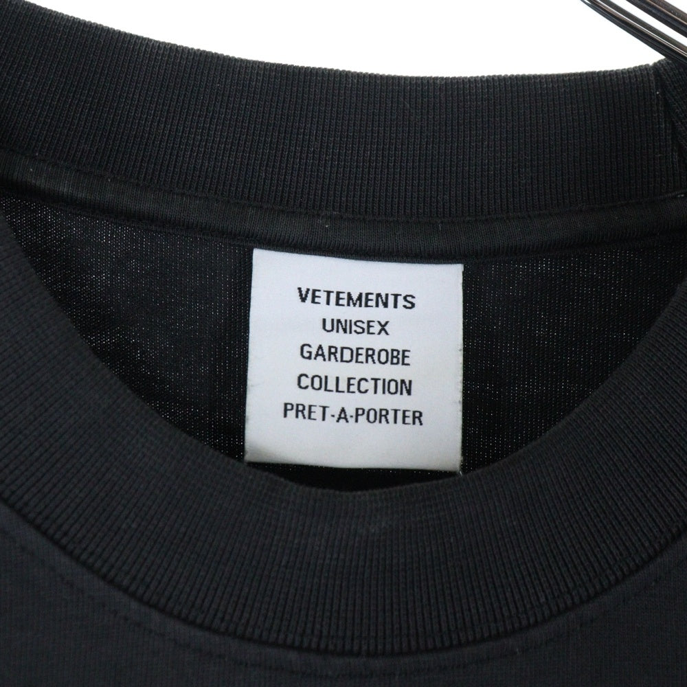 VETEMENTS(ヴェトモン) ADULT ENTERTAINMENT T-SHIRT パッチワーク ロゴ 半袖Tシャツ カットソー ブラック UA52TR680X