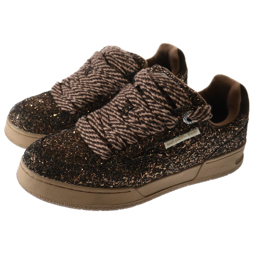 MASU(エムエーエスユー) × east pacific trade DREAM FAT SNEAKERS イーストパシフィックトレード スパンコール ローカットスニーカー ブラウン EP4FN1FT383CO