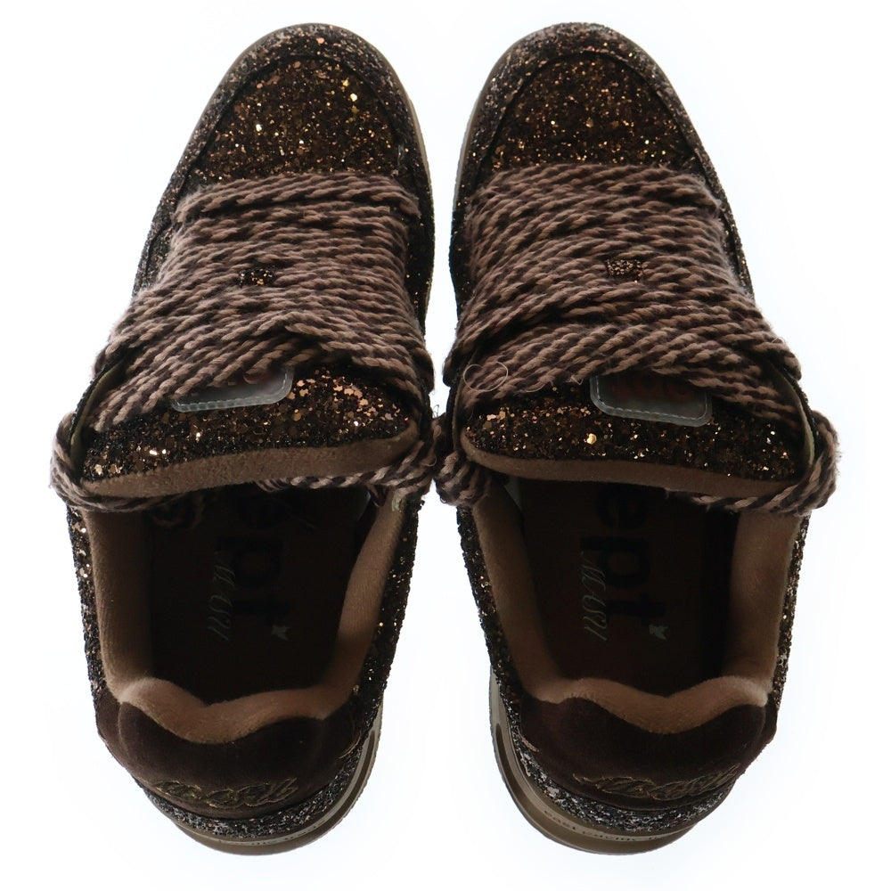 MASU(エムエーエスユー) × east pacific trade DREAM FAT SNEAKERS イーストパシフィックトレード スパンコール ローカットスニーカー ブラウン EP4FN1FT383CO