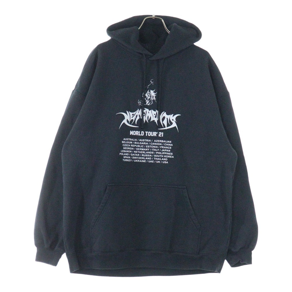 VETEMENTS(ヴェトモン) 20AW WORLD TOUR OVERSIZED LOGO HOODIE ワールドツアー オーバーサイズ コットンプルオーバーパーカー ブラック UAH21TR693